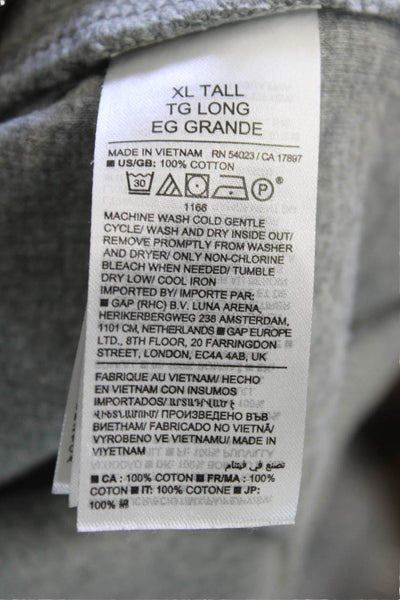 Banana Republic Unisex Pullover Hoodie Gray Cotton Mock Neck Size XL Tall
