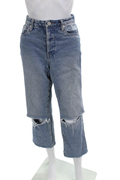 Blank NYC Unisex Cropped Straight Blue Jeans Mid Rise Button Size 26