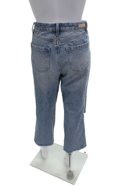 Blank NYC Unisex Cropped Straight Blue Jeans Mid Rise Button Size 26