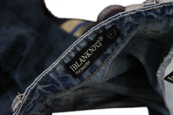 Blank NYC Unisex Cropped Straight Blue Jeans Mid Rise Button Size 26