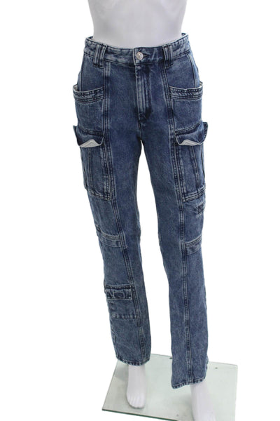 Isabel Marant Unisex Straight Jeans Dark Blue Button Mid Rise Size 36