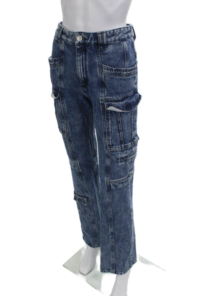 Isabel Marant Unisex Straight Jeans Dark Blue Button Mid Rise Size 36