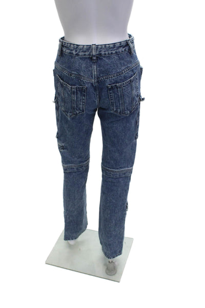 Isabel Marant Unisex Straight Jeans Dark Blue Button Mid Rise Size 36