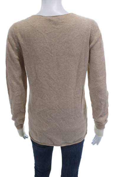 Joie Womens Pullover V-Neck 100% Cashmere Beige Sweater Size M