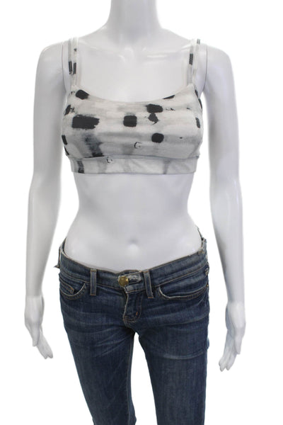 Lululemon Womens Abstract Printed Scoop Neck Sports Bra Gray Black Size 8