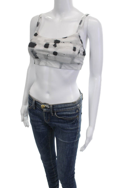 Lululemon Womens Abstract Printed Scoop Neck Sports Bra Gray Black Size 8