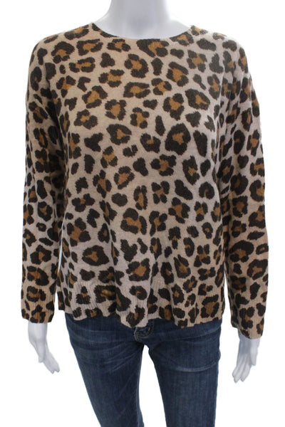 C by Bloomingdales Unisex Beige Leopard Pullover Sweater Size XS
