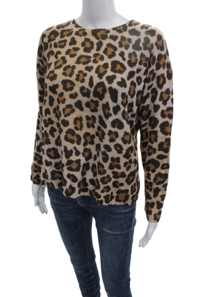 C by Bloomingdales Unisex Beige Leopard Pullover Sweater Size XS