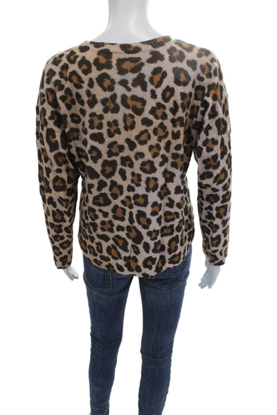 C by Bloomingdales Unisex Beige Leopard Pullover Sweater Size XS