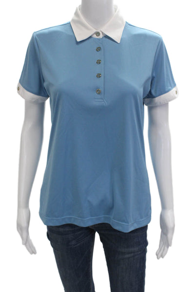 Greg Norman Womens Basic Collared Polo Short Sleeve Light Blue Size M