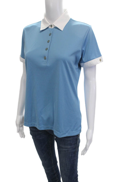 Greg Norman Womens Basic Collared Polo Short Sleeve Light Blue Size M