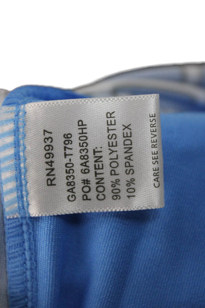 Tail Womens Polo Mock Neck Argyle Blue Zip Short Sleeve Size M