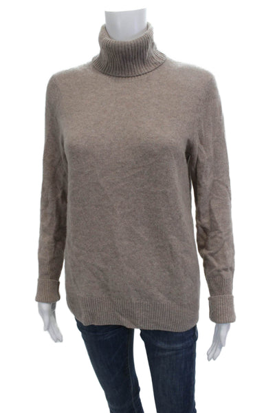 Aqua Unisex Pullover Sweater Beige 100% Cashmere Turtleneck Size M