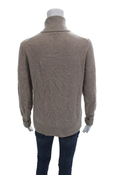 Aqua Unisex Pullover Sweater Beige 100% Cashmere Turtleneck Size M