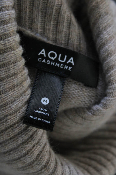 Aqua Unisex Pullover Sweater Beige 100% Cashmere Turtleneck Size M