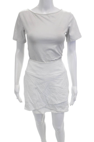 Kinona Womens Mini Skort White Italian Fabric Solid Knee Length Size S