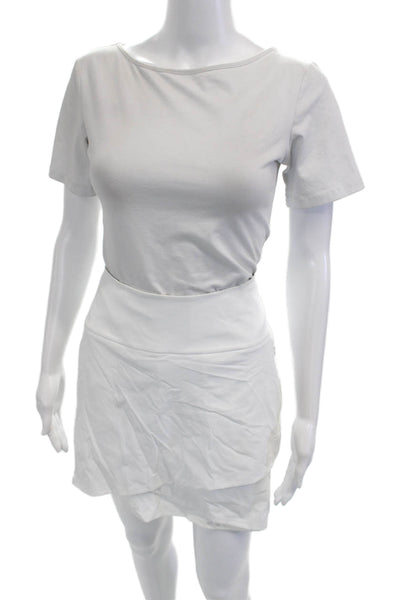 Kinona Womens Mini Skort White Italian Fabric Solid Knee Length Size S