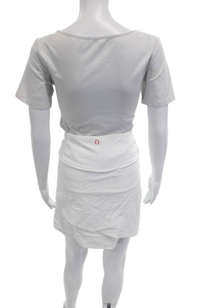 Kinona Womens Mini Skort White Italian Fabric Solid Knee Length Size S