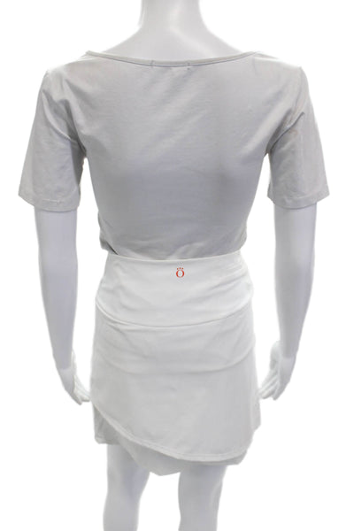 Kinona Women Mini Wrap Skort White Italian Fabric Knee Length Size S