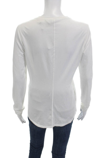 Lululemon Women Basic White Long Sleeve Pima T-Shirt Size 8