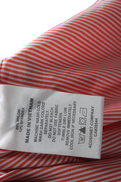 Foot Joy Women Basic Long Sleeve Mock Neck Pink Striped Top Size S