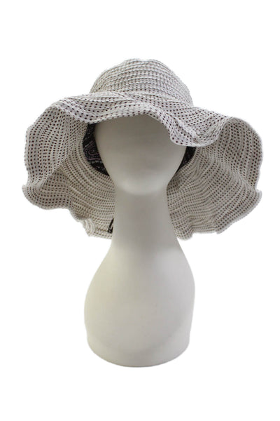 Wallaroo Hat Company Womens Layered Polka Dot Wide Brim Hat White Brown OS