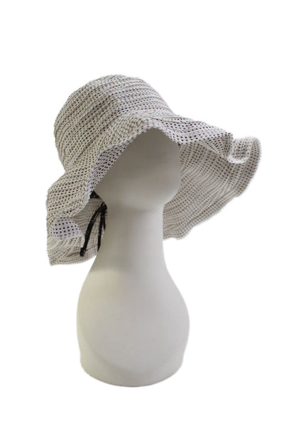 Wallaroo Hat Company Womens Layered Polka Dot Wide Brim Hat White Brown OS