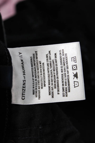 Citizens of Humanity Women Ankle Cropped Pants Black Button Size 29