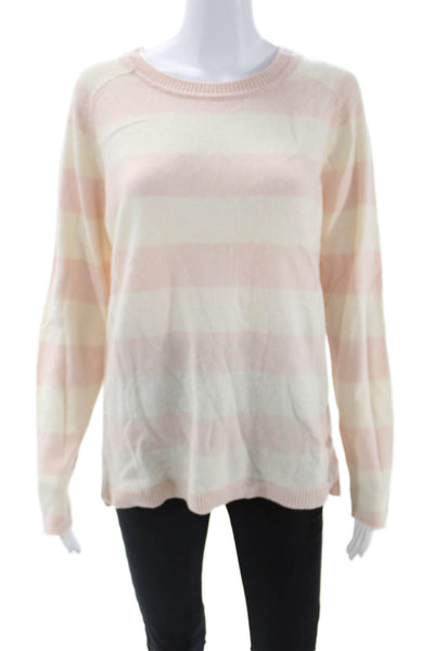 Cortland Park Unisex Pullover Sweater Pink Striped Merino Blend Size L