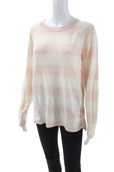 Cortland Park Unisex Pullover Sweater Pink Striped Merino Blend Size L