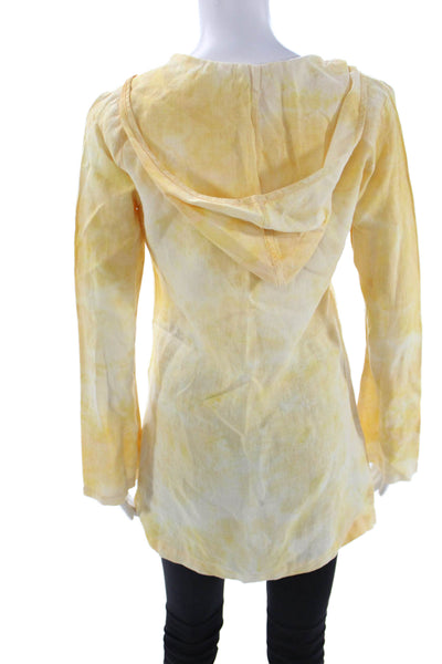 Juicy Couture Womens Tunic Hoodie V-Neck Long Sleeve Linen Yellow Size PP