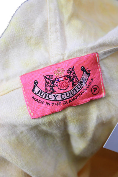 Juicy Couture Womens Tunic Hoodie V-Neck Long Sleeve Linen Yellow Size PP