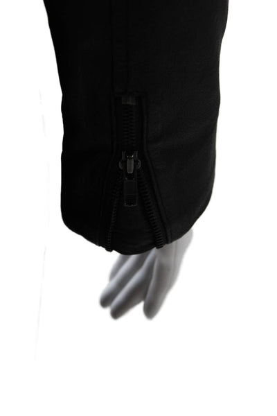 Designer Womens Biker Motorcycle Leather Jacket Black Size S