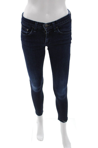 Rag & Bone Jean Women Ankle Skinny Jeans Dark Blue Mid-Rise Button Size 26