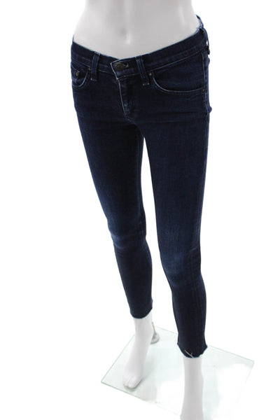 Rag & Bone Jean Women Ankle Skinny Jeans Dark Blue Mid-Rise Button Size 26