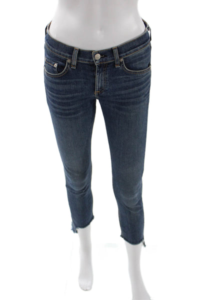 Rag & Bone Womens Cropped Skinny Ankle Jeans Dark Blue Mid-Rise Size 26