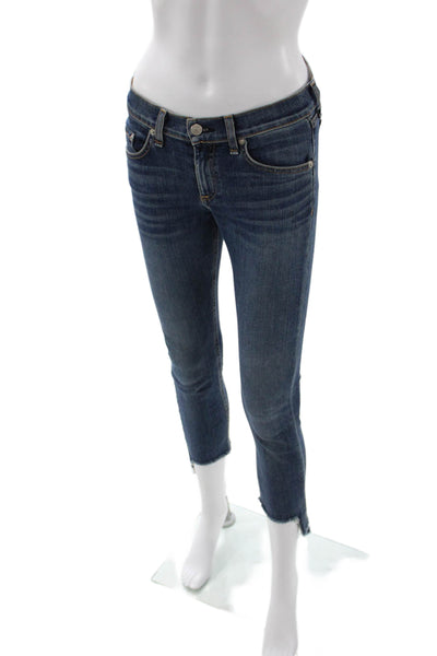 Rag & Bone Womens Cropped Skinny Ankle Jeans Dark Blue Mid-Rise Size 26