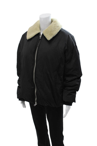 Zara Mens Bomber Jacket Black Polyester Zip Size M