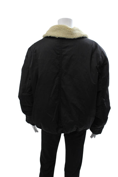 Zara Mens Bomber Jacket Black Polyester Zip Size M