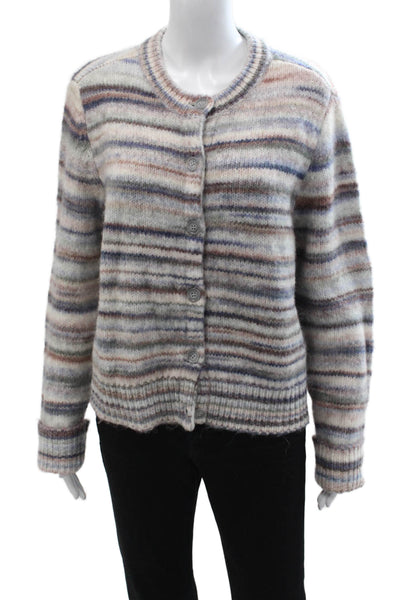 Splendid Unisex Cardigan Striped Beige Button Long Sleeve Round Neck Size L