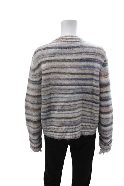 Splendid Unisex Cardigan Striped Beige Button Long Sleeve Round Neck Size L