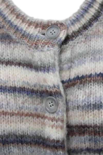 Splendid Unisex Cardigan Striped Beige Button Long Sleeve Round Neck Size L