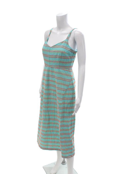 Rachel Comey Women Slip Dress Light Blue Checked Maxi Size 6