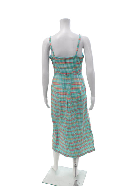 Rachel Comey Women Slip Dress Light Blue Checked Maxi Size 6