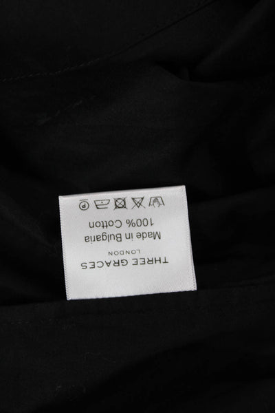 Three Graces London Women A-Line Black Cotton Dress Square Neck Size 8