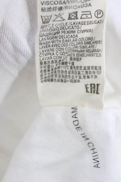 Suncoo Women Shirt Dress White Cotton High Neck Button 3/4 Sleeve Size 1