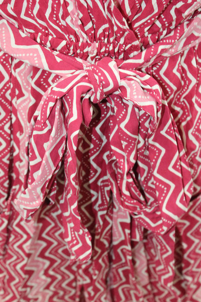 Natalie Martin Women Wrap Dress Pink Rayon V-Neck Long Sleeve Aztec Size S