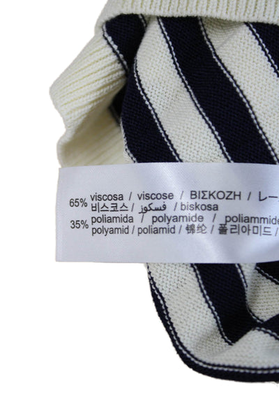 Zara Unisex Beige Striped Crew Neck Pullover Long Sleeve Viscose Blend Size S