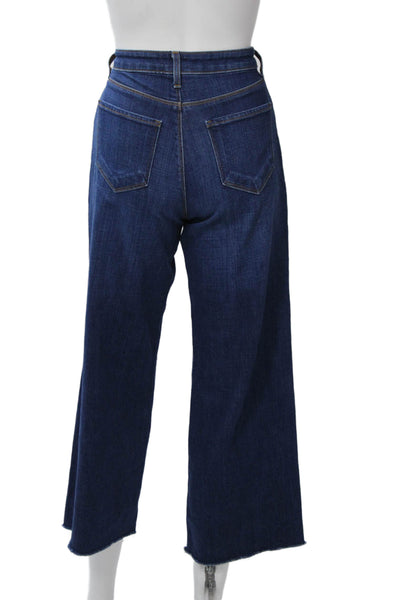 L'Agence Womens Cropped Wide Leg Dark Blue High Rise Jeans Size 25