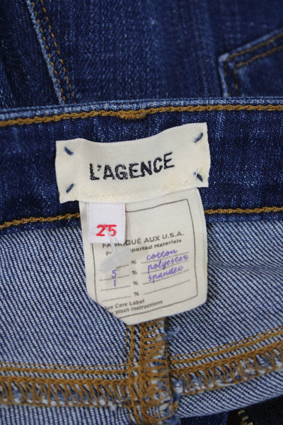 L'Agence Womens Cropped Wide Leg Dark Blue High Rise Jeans Size 25